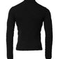 Black Wool Knit Crew Neck Pullover Sweater