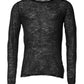 Black Polyester Crew Neck Pullover Sweater