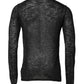 Black Polyester Crew Neck Pullover Sweater