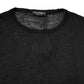 Black Polyester Crew Neck Pullover Sweater