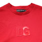 Red Embossed Logo Cotton Crew Neck Sweater