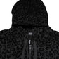 Black Leopard Full Zip Hooded Sweatshirt Sweater