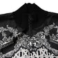 Black White Bandana Print Full Zip Sweater