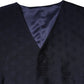 Dark Blue Logo Wool Formal Men Waistcoat Vest
