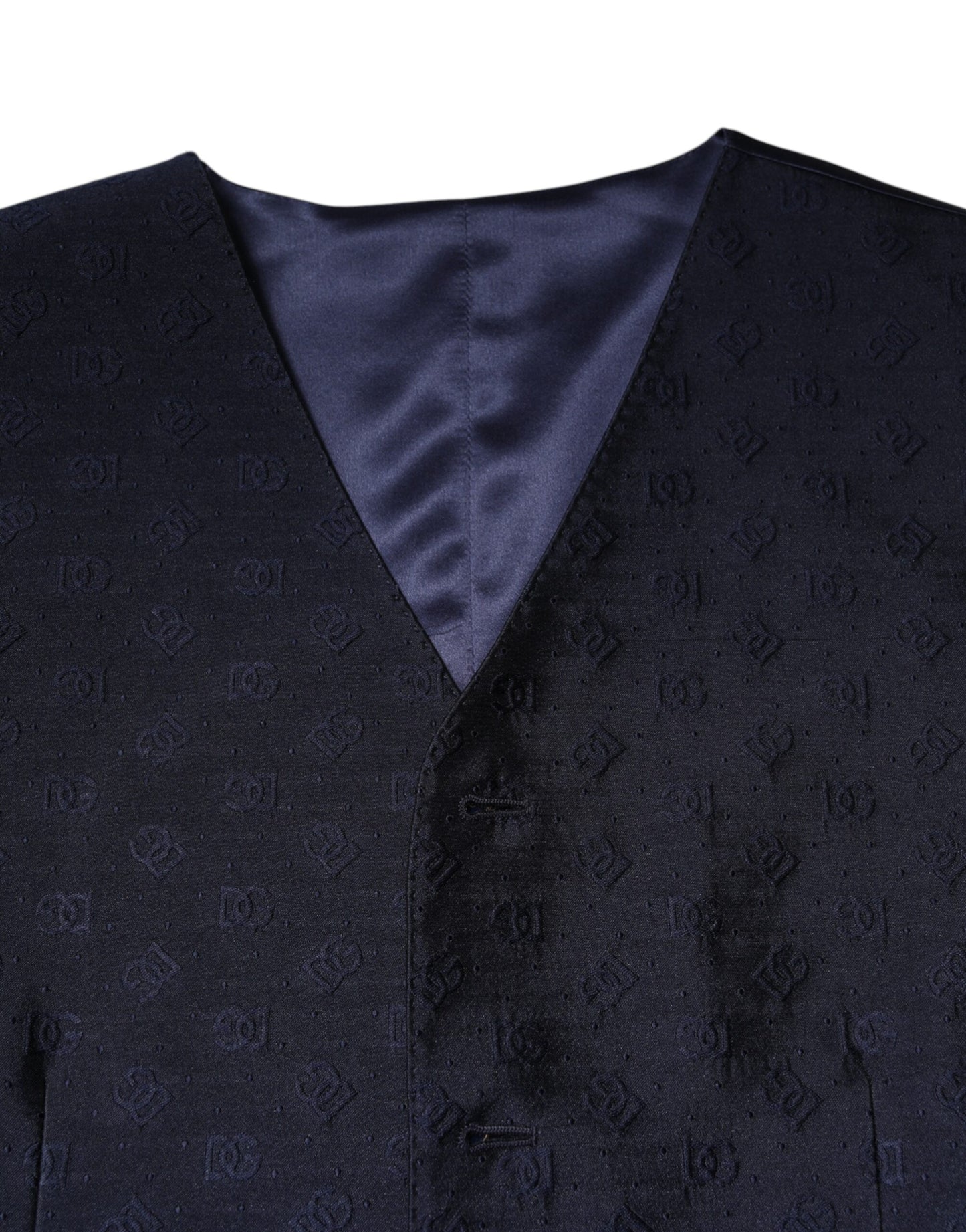 Dark Blue Logo Wool Formal Men Waistcoat Vest