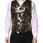 Black Gold Jacquard Formal Men Waistcoat Vest