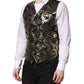 Black Gold Jacquard Formal Men Waistcoat Vest
