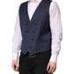 Blue Stripes Wool Formal Men Waistcoat Vest