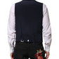 Blue Stripes Wool Formal Men Waistcoat Vest