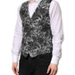 Black Gray Brocade Formal Men Waistcoat Vest