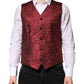 Red Floral Brocade Formal Men Waistcoat Vest