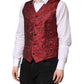 Red Floral Brocade Formal Men Waistcoat Vest