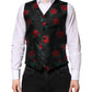 Red Floral Brocade Formal Men Waistcoat Vest