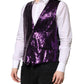 Purple Sequined Dress Formal Waistcoat Vest