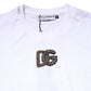 White Logo Embroidery Crew Neck T-shirt