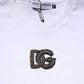 White Logo Embroidery Crew Neck T-shirt