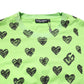 Green Heart Print Cotton Crew Neck T-shirt