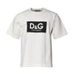 White Cotton DG Logo Print Round Neck T-shirt