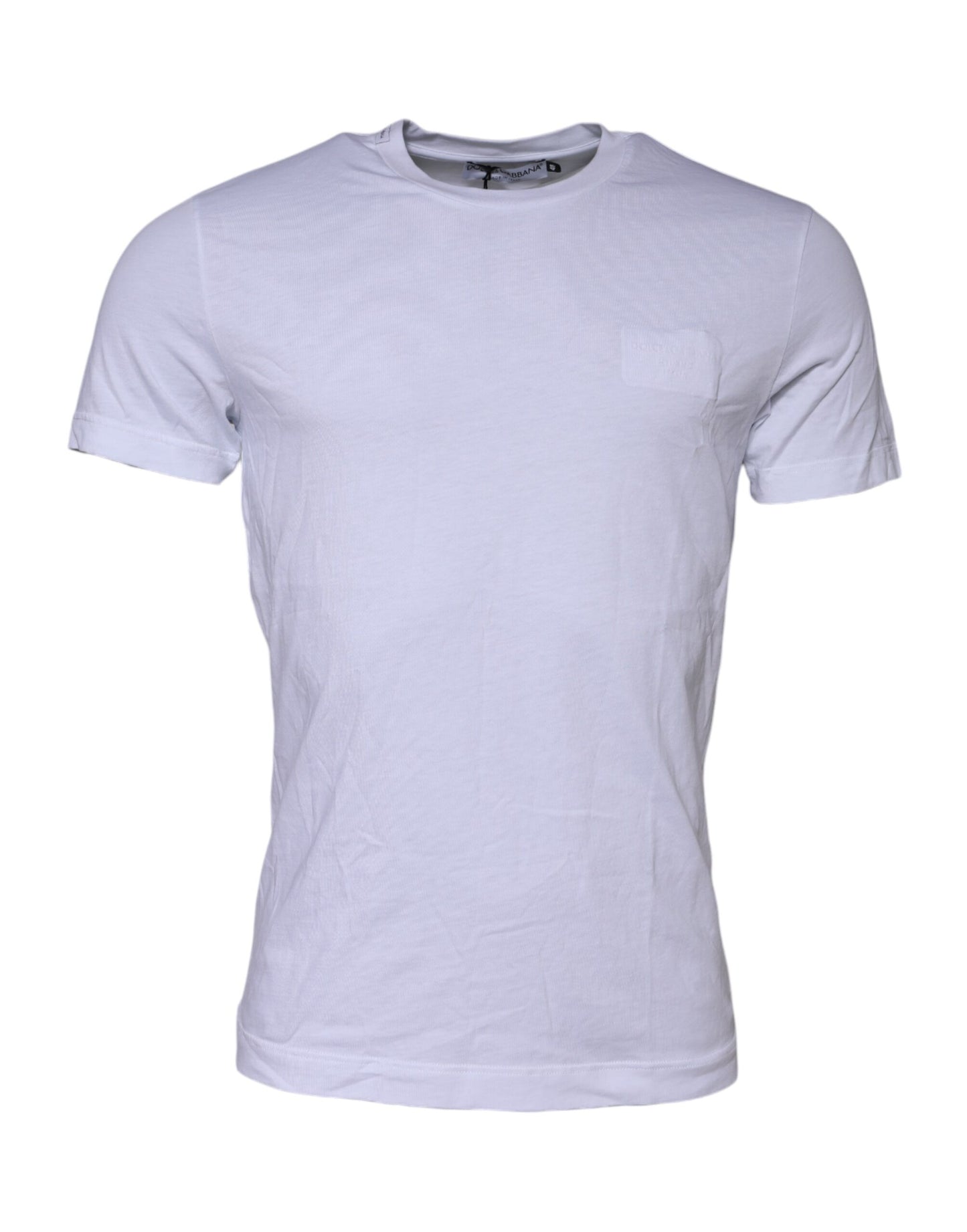 White Cotton Logo Patch Crew Neck T-shirt