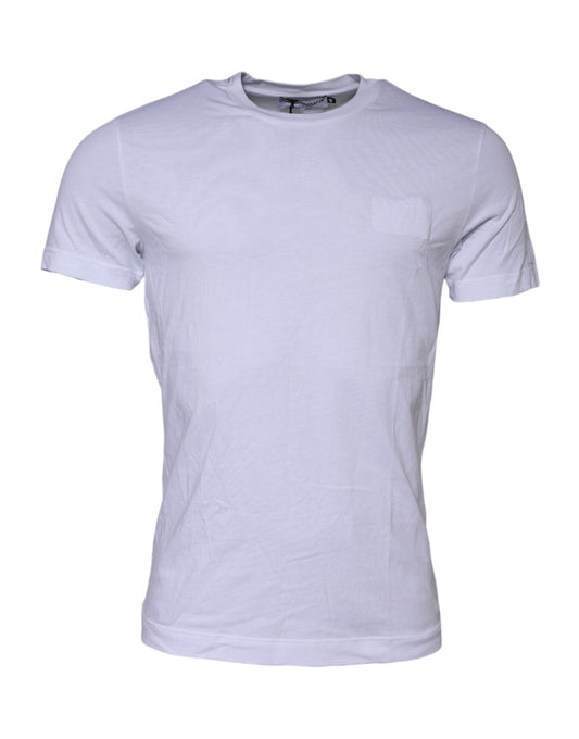 White Cotton Logo Patch Crew Neck T-shirt