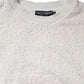 White Cotton Fleece Crew Neck Sweater