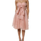 Pink Silk Chiffon A-line Pleated Midi Dress