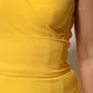 Yellow One Shoulder Side Slit Midi Dress