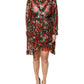 Multicolor Ruffle Floral Long Sleeves Dress