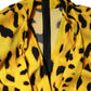 Yellow Leopard Long Sleeves Jumpsuit Dress