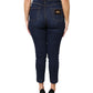Blue Cotton High Waisted Cropped Denim Jeans