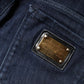 Dark Blue Cotton Skinny Cropped Denim Jeans