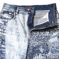 Blue Washed Print High Waist Denim Jeans