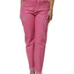Pink Tattered Mid Waist Tapered Denim Jeans