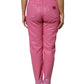 Pink Tattered Mid Waist Tapered Denim Jeans