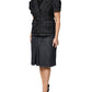 Black Cotton Blend Denim Top Skirt Casual Set