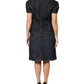 Black Cotton Blend Denim Top Skirt Casual Set