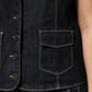 Black Cotton Blend Denim Top Skirt Casual Set