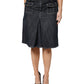Black Cotton Blend Denim Top Skirt Casual Set