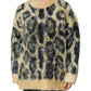 Multicolor Leopard Mohair Crew Neck Sweater