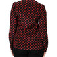 Black Red Polka Dot Silk Long Sleeves Top
