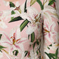 Pink Lily Print Viscose Round Neck Blouse Top