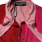 Pink Short Sleeves Buttoned Ascot Collar Top