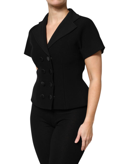 Black Wool Double Breasted Coat Jacket