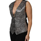 Silver Floral Jacquard Sleeveless Vest Top