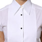 White Cotton Short Sleeves Collared Polo Top