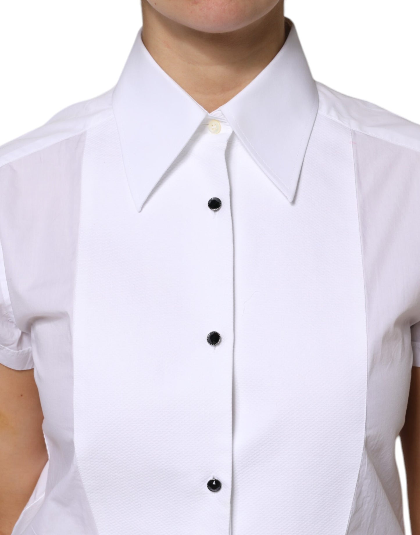 White Cotton Short Sleeves Collared Polo Top