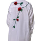 White Cotton Floral Appliques Dress Shirt Top