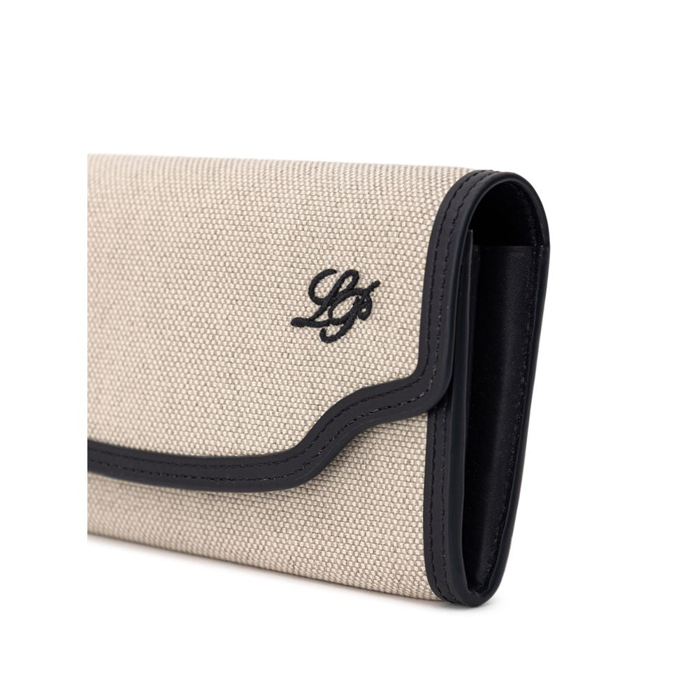 Beige Fabric And Leather Wallet