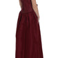 Elegant Bordeaux Silk Crystal Gown