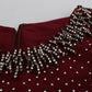 Elegant Bordeaux Silk Crystal Gown